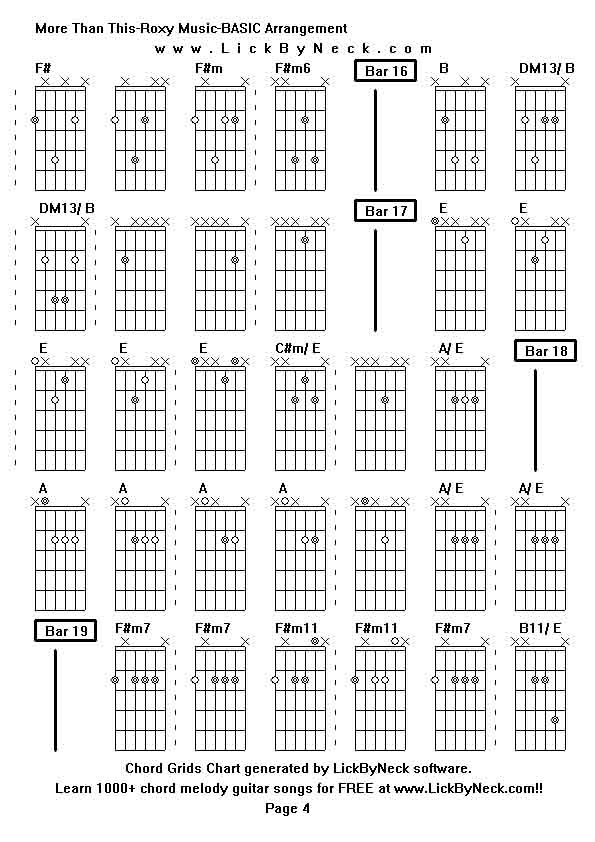 Chord Grids Chart of chord melody fingerstyle guitar song-More Than This-Roxy Music-BASIC Arrangement,generated by LickByNeck software.